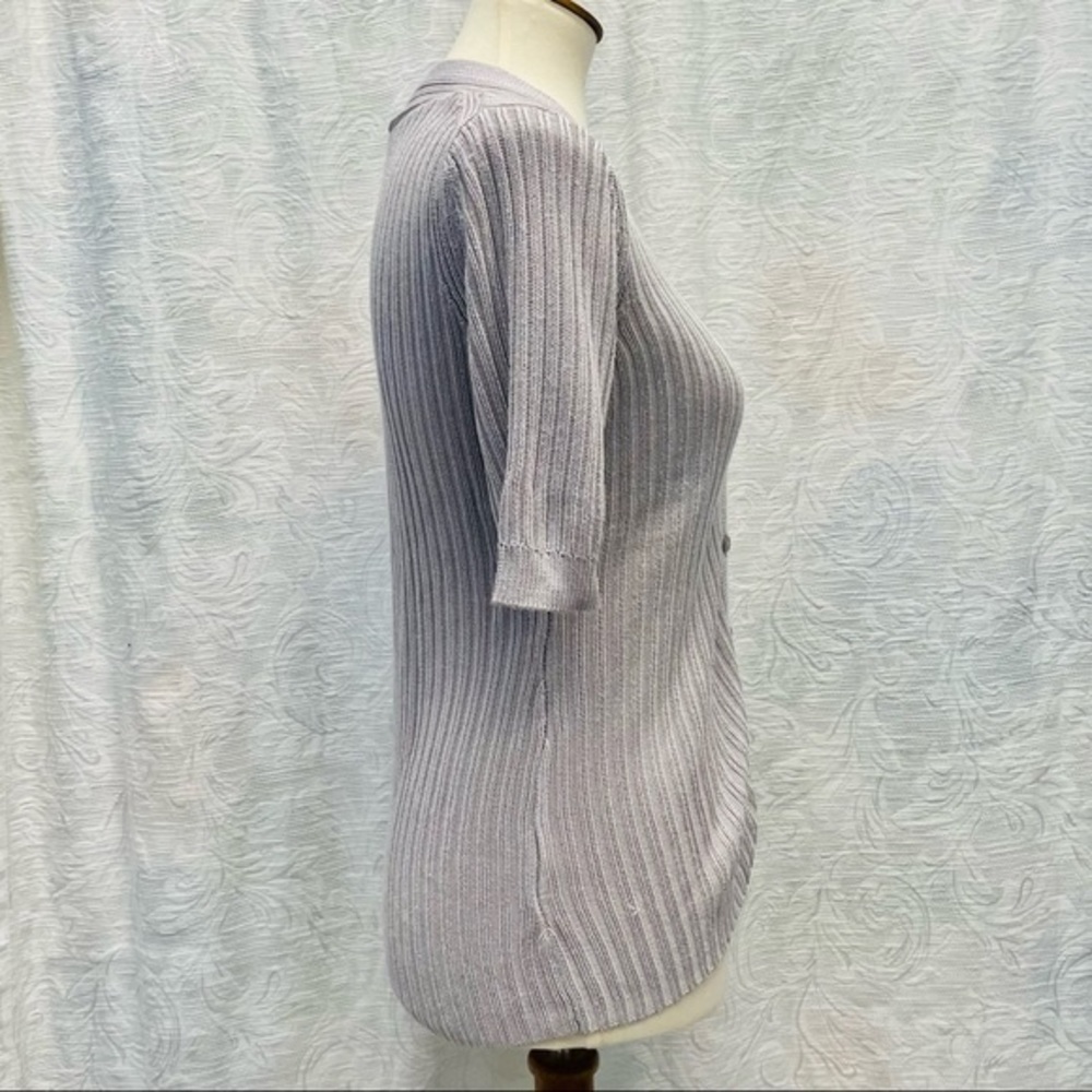 Brooks Brothers S/S Ribbed Cardigan in Cloud - Picture 9 of 10